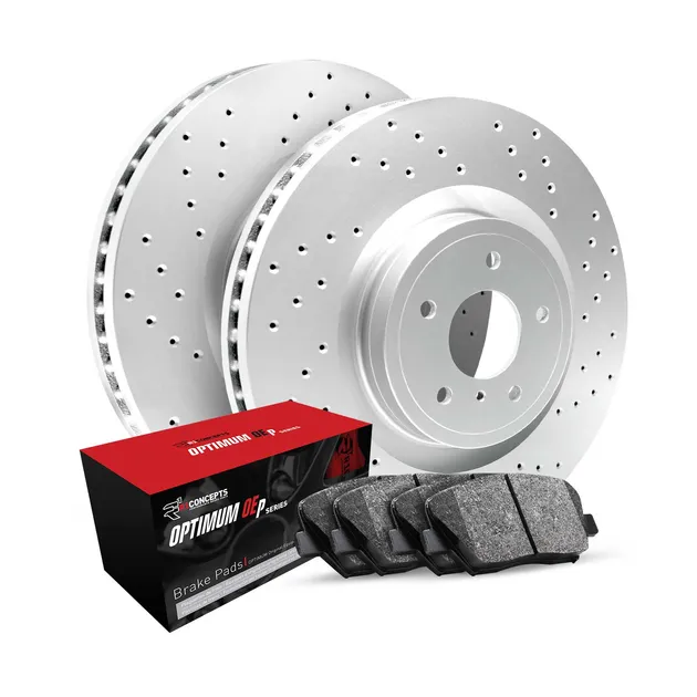 R1 Concepts WMUN1-74122 Brake Rotor- Carbon Coated - Drilled W/ Optimum Oe Pads